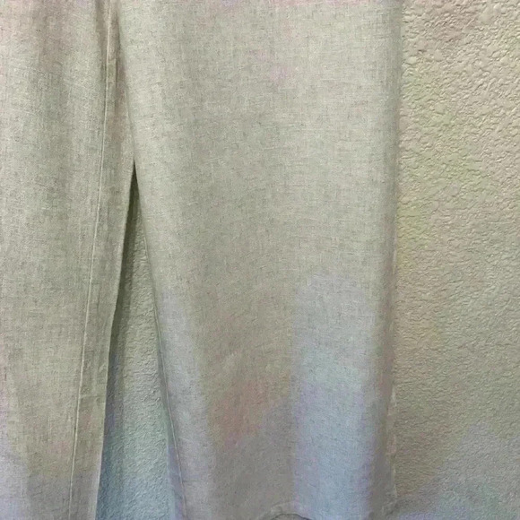 Cream linen blend pant with high slit sz L beach wear resort wear lightweight - Picture 4 of 6